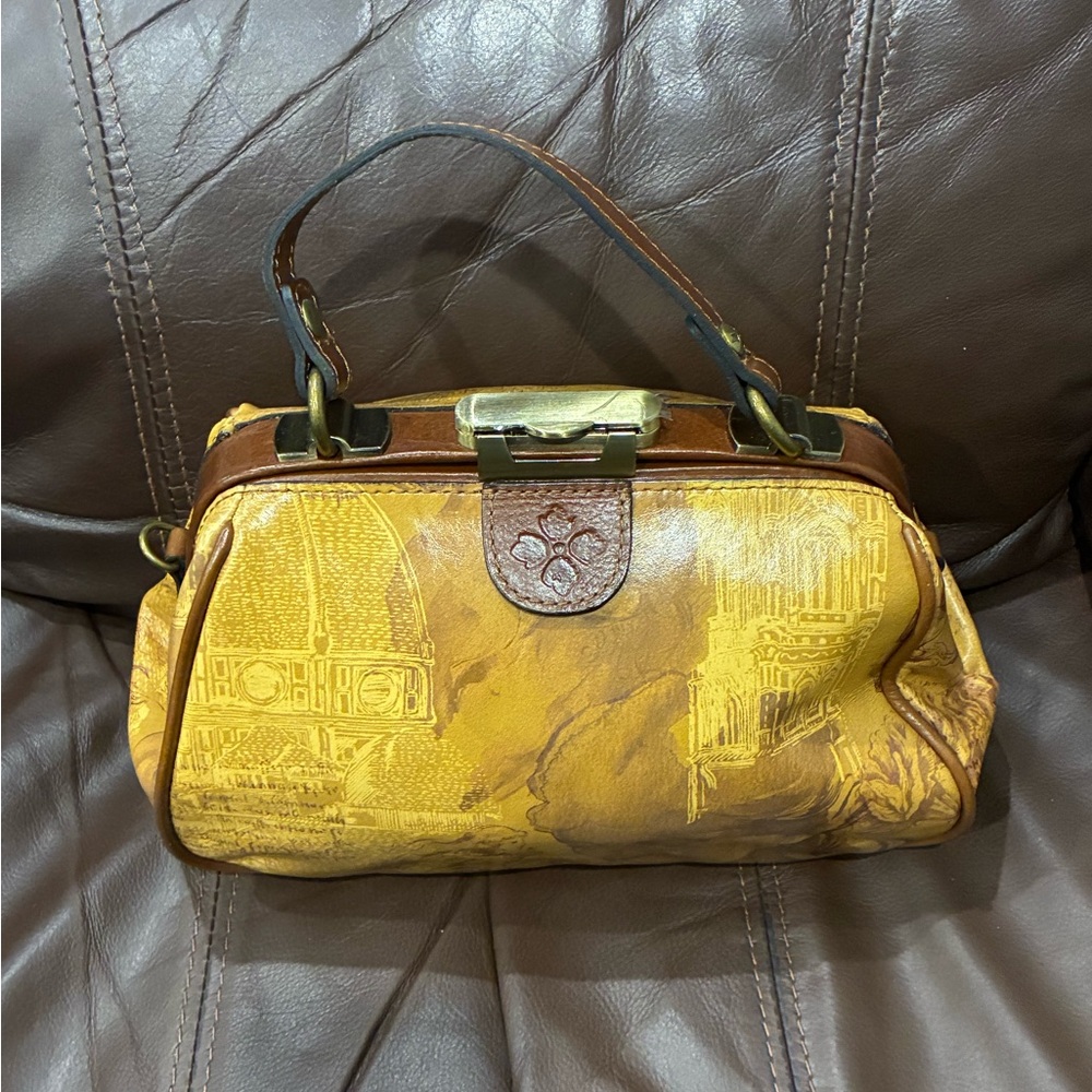 Patricia Nash Yellow and Brown Leather Shoulder Bag